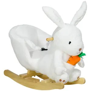 Buy Kids Rabbit-Shaped Rocking Horse, with Safety Belt, Realistic Sounds, for Ages 18-36 Months - White