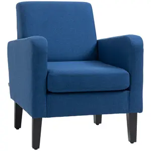 Buy Linen-Look Boxy Armchair - Blue