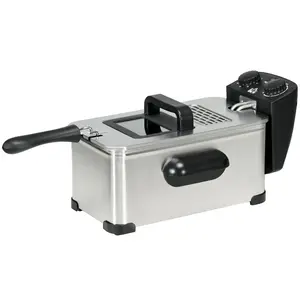 Buy 3 Litre Stainless Steel Deep Fat Fryer with Adjustable Temp, 60min Timer, Viewing Window and Safety Cut Out, 2000W