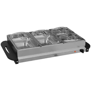 Buy 4 Tray Electric Food Warmer Buffet Server with Warming Plate, Cool Touch Handles, Adjustable Temperature, 300W, 2 x 2.4L and 2 x 1L Pans
