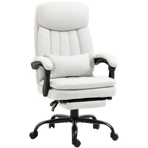 Buy Office Chair, Ergonomic Desk Chair with 6-Point Vibration Massage and Lumbar Heating, Computer Chair with Lumbar Support Pillow, 155&deg; Reclining Back and Footrest, Cream White