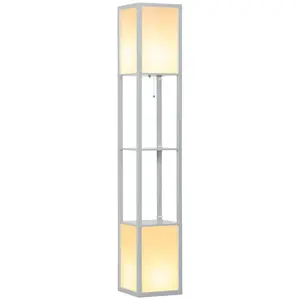 Buy Modern Shelf Floor Lamp with Dual Ambient Light, Standing Lamp Living Room, Bedroom, 156cm, Grey