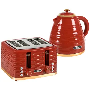 Buy 3000W 1.7L Rapid Boil Kettle & 4 Slice Toaster, Kettle and Toaster Set with 7 Browning Controls and Crumb Tray, Red