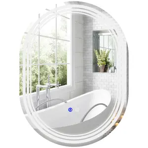 Buy kleankin 800 x 600mm Bathroom Mirror with LED Lights Makeup Mirror with Anti-fog Touch, Switch, Vertical or Horizontal
