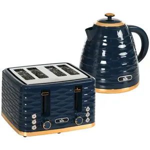Buy 3000W 1.7L Rapid Boil Kettle & 4 Slice Toaster, Kettle and Toaster Set with 7 Browning Controls and Crumb Tray, Blue