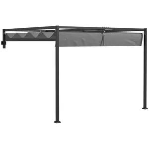 Buy 2 x 3(m) Lean To Steel Pergola, with Moving Fabric Canopy - Dark Grey