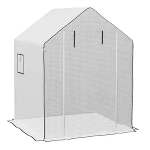 Buy Greenhouse Cover Replacement Walk-in PE Hot House Cover with Roll-up Door and Windows, 140 x 143 x 190cm, White