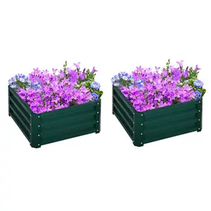 Buy Set of Two 60 x 60cm Steel Planter Boxes - Green