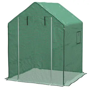 Buy Greenhouse Cover Replacement Walk-in PE Hot House Cover with Roll-up Door and Windows, 140 x 143 x 190cm, Green