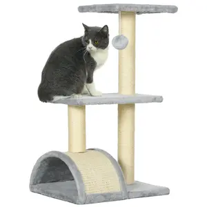 Buy 72cm Cat Tree with Scratching Post, Pad for Indoor Cats - Light Grey