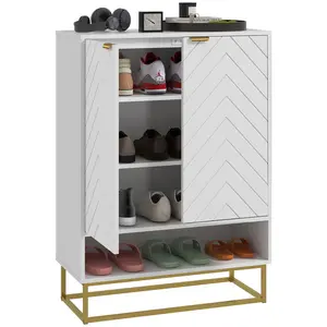 Buy Shoe Storage Cabinet, Modern Shoe Cupboard with Open Shelf, Adjustable Shelf, 6 Vents, Shoe Rack for 12 Pairs of Shoes