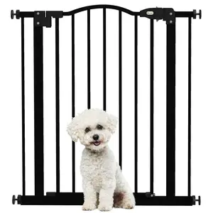 Buy Metal 74-80cm Adjustable Pet Gate Safety Barrier w/ Auto-Close Door Black