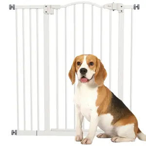 Buy Pressure Fit Dog Stair Gate No Drilling Safety Gate Auto Close for Doorways, Hallways, 74-94cm Adjustable, 94cm Tall, White