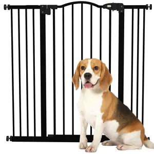 Buy Pressure Fit Dog Stair Gate No Drilling Safety Gate Auto Close for Doorways, Hallways, 74-100cm Adjustable, 94cm Tall, Black