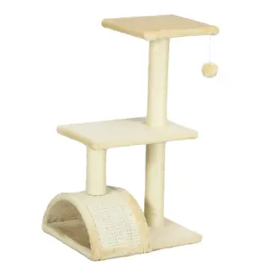 Buy 72cm Cat Tree with Scratching Post, Pad for Indoor Cats - Cream White