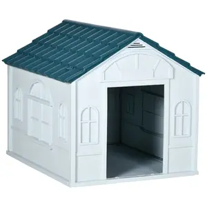 Buy Plastic Weather-Resistant Dog House, for Indoors and Outdoors, Large Dogs - White and Blue