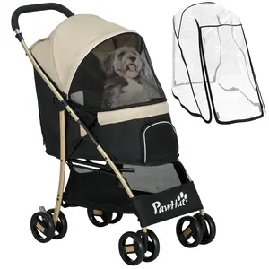 Buy Pet Stroller for Small and Miniature Dogs, with Rain Cover - Khaki