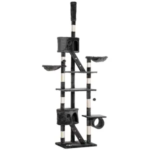 Buy Floor-to-Ceiling Cat Tree for Indoor Cats, 240-260cm Adjustable Cat Tree - Dark Grey