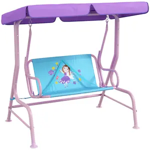 Buy Two Seater Kids Garden Swing, Fairy Themed kids Swing Chair with Adjustable Canopy, Safety Belts for Outdoor Use