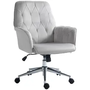 Buy Linen Computer Chair with Armrest, Modern Swivel Chair with Adjustable Height, Light Grey