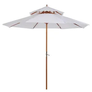 Buy 2.7m Elegant Wooden Frame Parasol Umbrella - Cream White