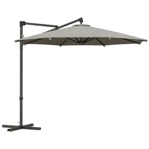 Buy Outsunny 3 m Cantilever Banana Parasol with Cross Base, 360&Acirc;&deg; Rotation Patio Umbrella with Crank Handle, Tilt, Light Grey