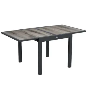 Buy Extending Garden Table, Outdoor Dining Table for 6, Aluminium Frame Rectangular Patio Table with Plastic Board Tabletop,80/160L x 80W x 75H cm, Grey