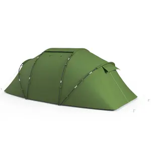 Buy 4-6 Man Camping Tent with Living Area and 2 Bedrooms, Hiking Sun Shelter, UV Protection Tunnel Tent, Dark Green