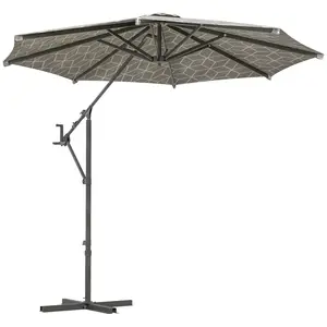 Buy 3(m) Convertible Cantilever Parasol and Centre-post Garden Parasol with Cross Base, 360&deg; Rotation Banana Parasol with Crank Handle and 8 Ribs, Hanging Patio Umbrella, Black and White