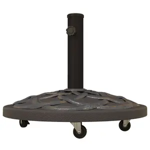 Buy Outsunny 27kg Rolling Parasol Base with Wheels, Heavy Duty Concrete Umbrella Stand with Decorative Base, Bronze Tone