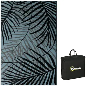 Buy Outsunny Plastic Straw Reversible RV Outdoor Rug with Carry Bag, 182 x 274cm, Blue and Black