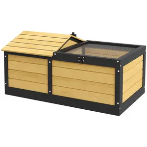 Buy Wooden Tortoise House, Small Pet Reptile Shelter, with Hide Den and Run - Yellow