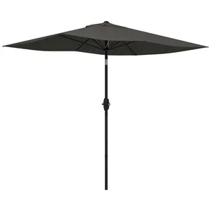 Buy 2 x 3(m) Garden Parasol Umbrella, Rectangular Outdoor Market Umbrella Sun Shade with Crank & Push Button Tilt, 6 Ribs, Aluminium Pole, Dark Grey