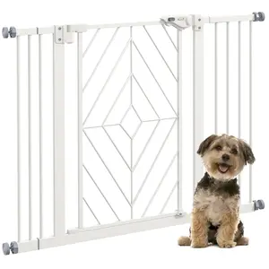 Buy Pressure Fit Stair Gate Dog Gate w/ Auto Closing Door, Double Locking, Easy Installation, for 74-100cm Openings - White
