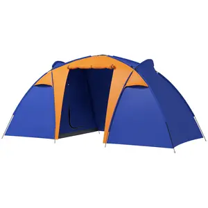 Buy Camping Tent with 2 Bedroom, Living Area and Porch, 4-6 Man Large Tunnel Tent, 2000mm Waterproof, Portable with Bag