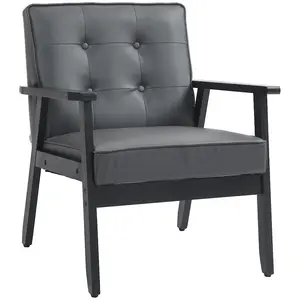 Buy Retro-Style Accent Chair, with Faux Leather Seat - Grey