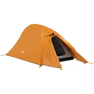 Buy Double Layer Camping Tent, 1-2 Man Backpacking Tent with Carry Bag, 2000mm Waterproof and Lightweight, Orange