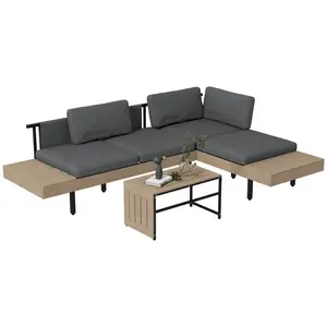 Buy Three-Piece 'L' Garden Sofa Set - Grey