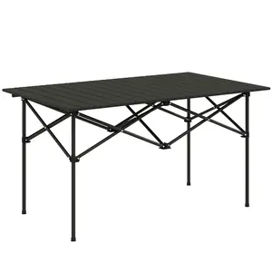 Buy Two-Seater Portable Aluminium Table, with Roll-Up Tabletop and Bag - Black