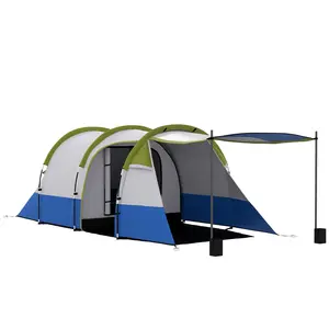 Buy Three Man Two-Room Tent, with Porch and Accessories - Green