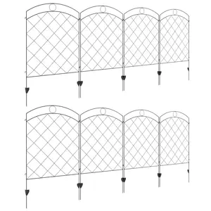 Buy Decorative Garden Fencing, 43in x 11.4ft Outdoor Picket Fence Panels, 8PCs Rustproof Steel Wire Landscape Flower Bed Border Edging Animal Barrier, Black