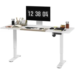 Buy Vinsetto Electric Standing Desk, 140 x 70cm Height Adjustable Sit Stand Desk with 4 Memory Smart Panel, Stand Up Desk for Home Office, White