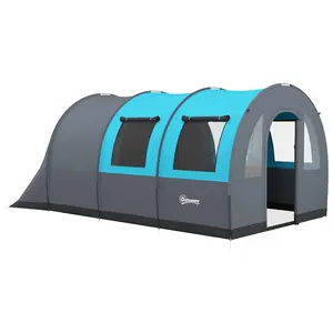 Buy Six Man Duo Room Tunnel Tent, with Accessories - Grey/Blue