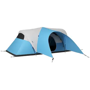 Buy 3000mm Waterproof Camping Tent for 5-6 Man, Family Tent with Porch and Sewn in Groundsheet, Portable with Bag, Blue