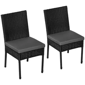 Buy Set of Two Armless Rattan Garden Chairs - Black