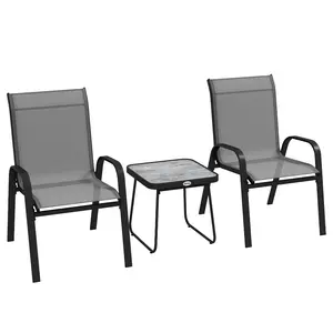 Buy Three-Piece Metal Frame Garden Seating Set - Grey