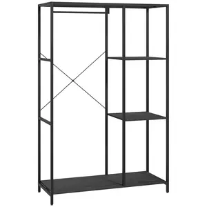 Buy Steel Frame Clothes Storage Rack, with Shelves - Black