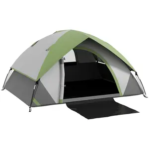 Buy Two Man Single Room Dome Tent, with Accessories - Green/Grey
