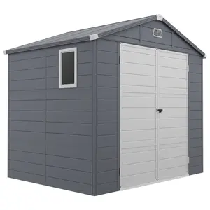 Buy 7.9ft x 6.2ft Aluminium Frame and Plastic Wall Shed, with Foundation - Grey