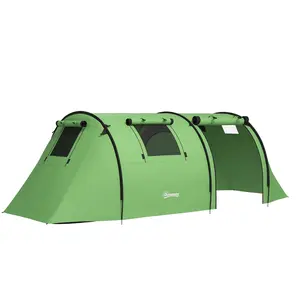 Buy Four Man Duo Room Tunnel Tent, with Accessories - Green